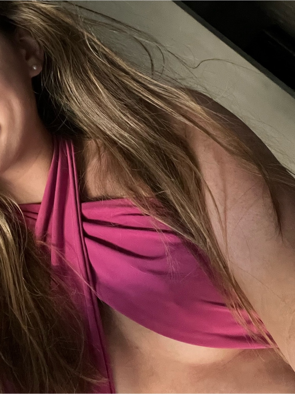 Fuchsia Twist Halter Crop Top